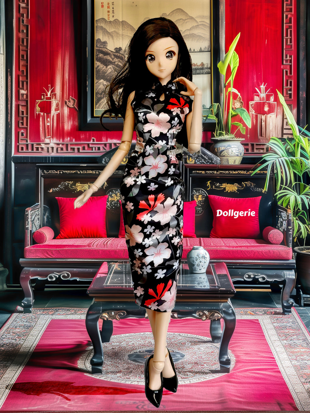 Noir Lace QiPao for SmartDoll