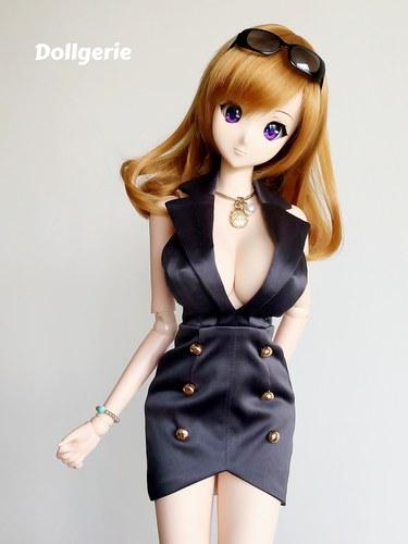 Sleeveless Mini Tux Deep-V Dress for SmartDoll