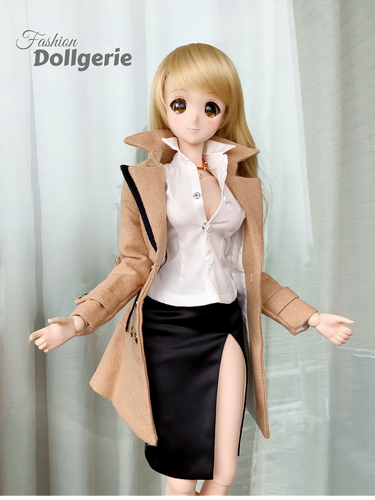 Brown Slim Fit Double Breasted Trench coat for SmartDoll