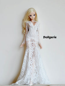 White Lace Mermaid Bridal Dress for SmD