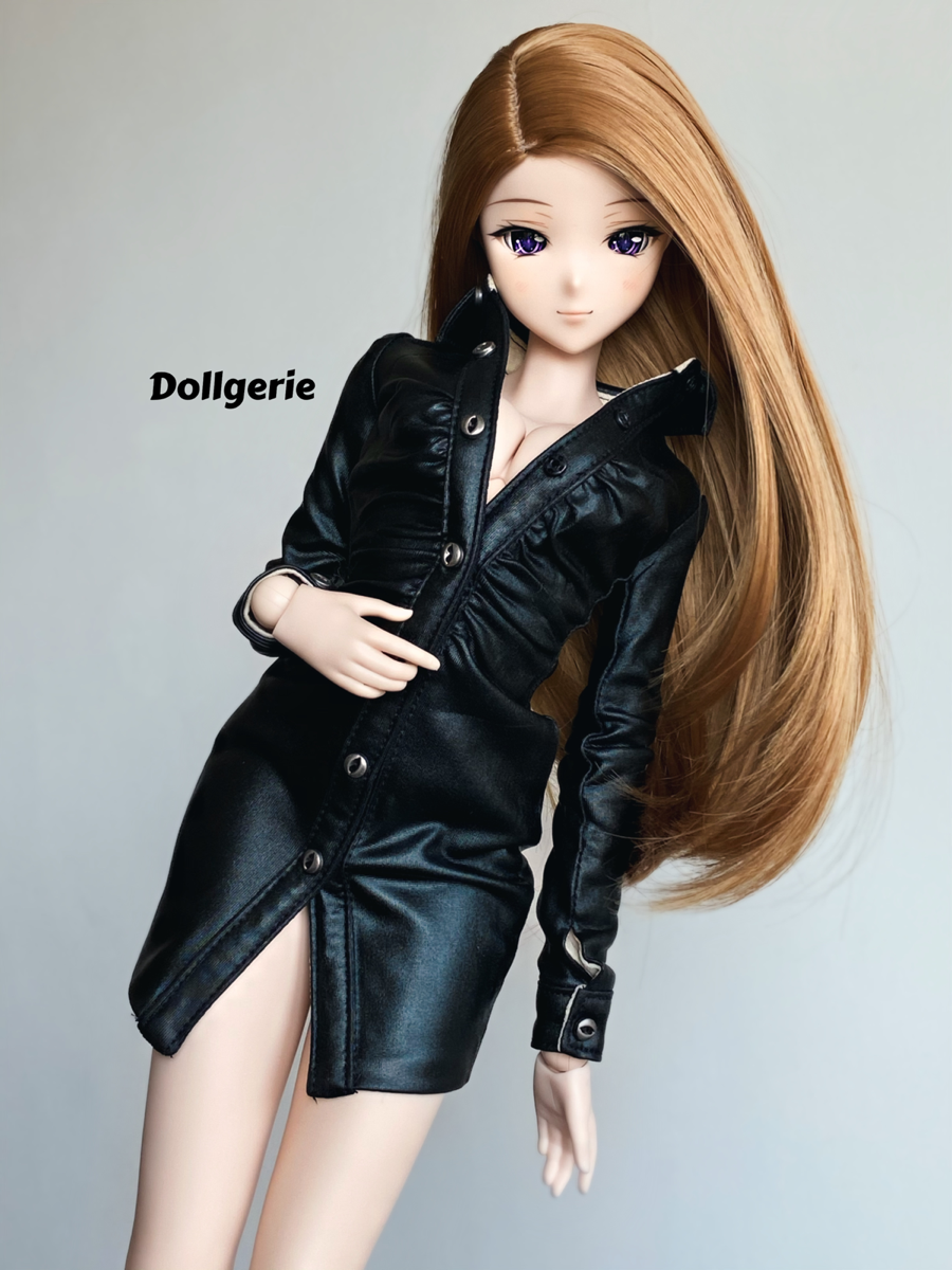 Black Faux Leather Overcoat for SmartDoll