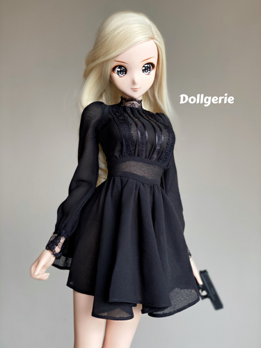 Black Sheer Long Sleeve Mini Dress for SmartDoll