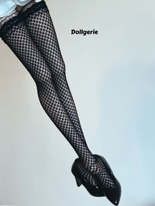 Black Thigh High Lace Top Double Drawn Fishnet Stocking for SmartDoll/ DD