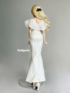 Pearl White Fishtail Maxi Dress for SmartDoll
