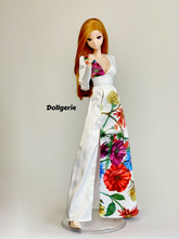Floral Deep-V Long Sleeve High Slit Dress