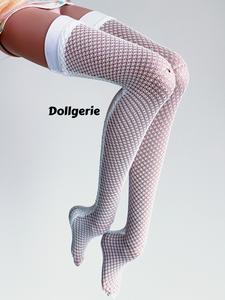White Thigh High Double Drawn Fishnet Stocking for SmartDoll / DD