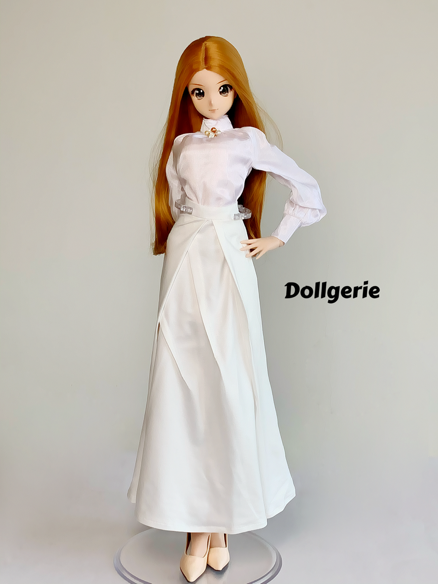 Libranian Satin White Long A-line Skirt for SmartDoll /DD