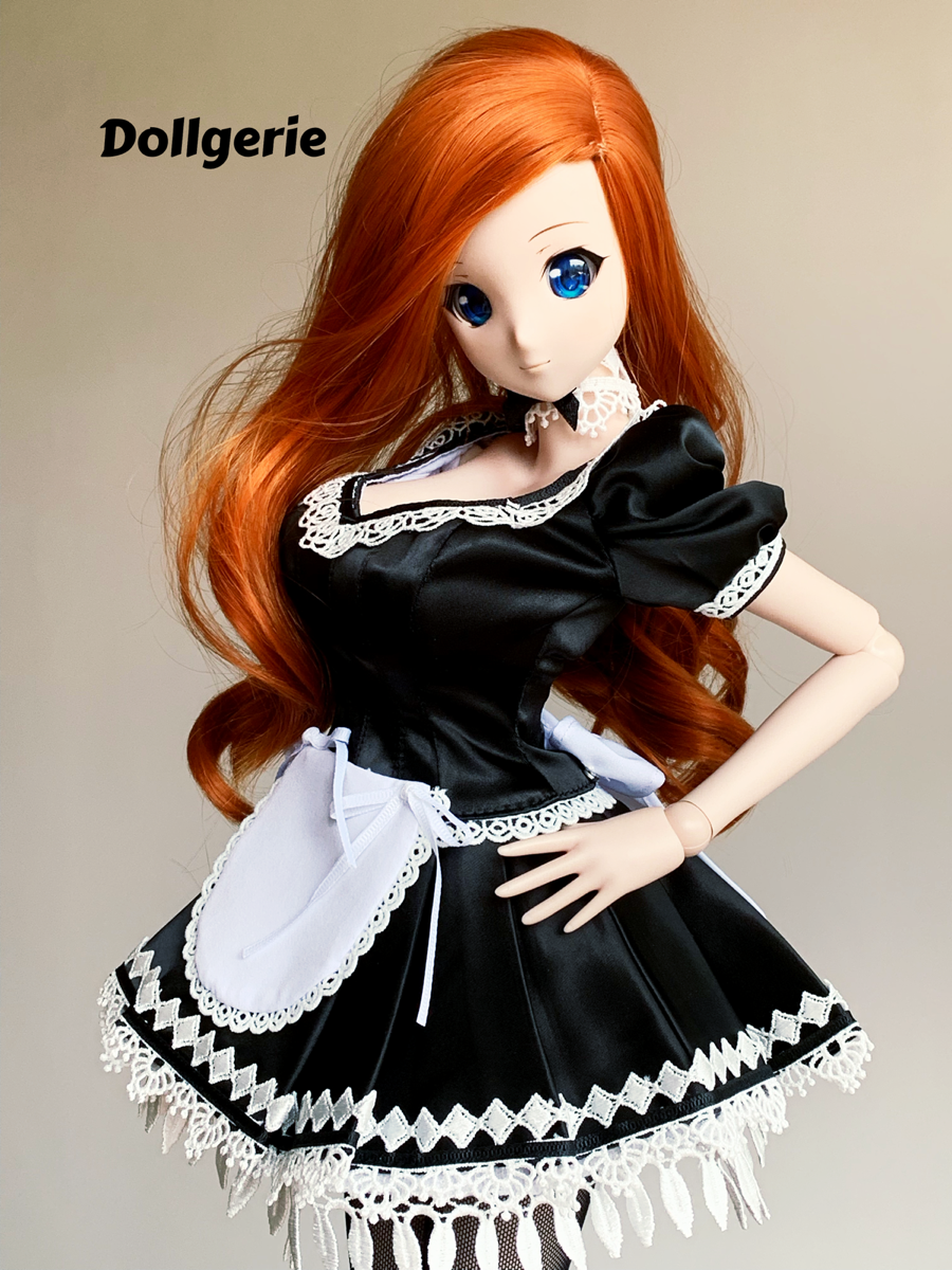 red french maid dress Elainilye Fashion Womens Maid Uniform Suit Plus Size Pure French Maid Dress Short Sleeve Square Neck Dress,Red