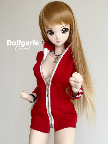 Front zip red midi dress for SmartDoll / DDdy / SD13