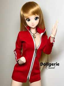 Front zip red midi dress for SmartDoll / DDdy / SD13