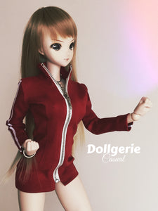 Front zip red midi dress for SmartDoll / DDdy / SD13