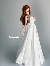 Deep-v a-line white long wedding gown
