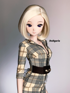 Front Zip 3/4 Sleeves Bodycon Midi Dress for SmartDoll