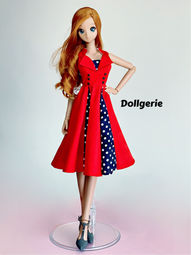 red doll dress Red SSS (Swing Skater Sleeveless) Dress, for SmartDoll / DD – Dollgerie