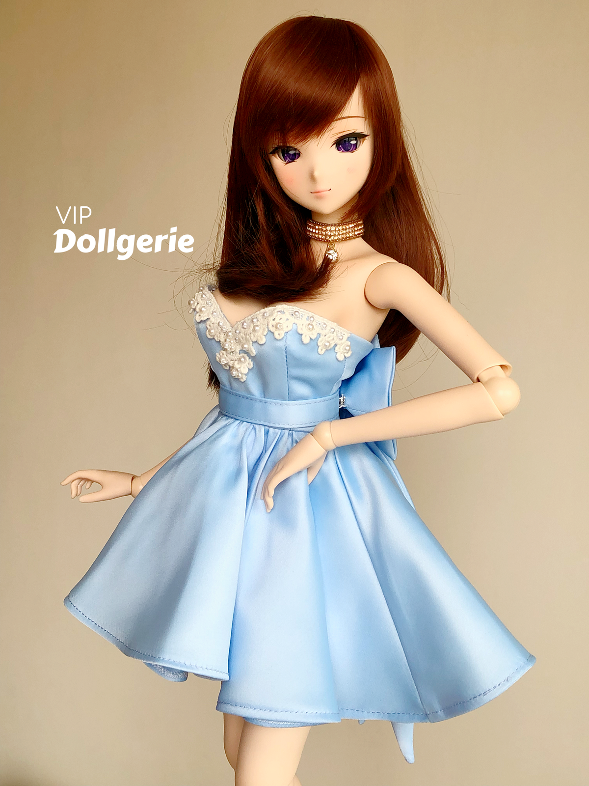 Cinderella Blue A-Line Tube Dress with Huge Bow for SmartDoll Dollgerie Cinderella Blue A-Line Tube Dress with Huge Bow for SmartDoll Dollgerie