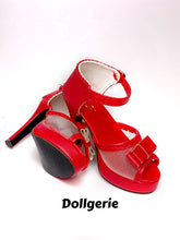 Red Bow Open Toe Small Platform Heels