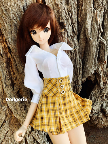Widely open collar puffy sleeves white shirt for SmartDoll / DD3 / DDdy