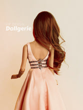 Sexy A-line Deep-V Backless Long Pink Taffeta Prom Dress for Smartdoll / DDdy / SD13