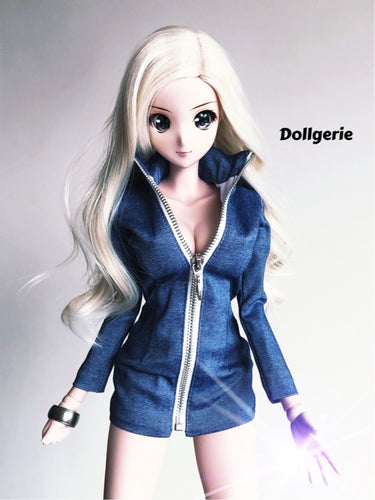 Front zip denim midi dress for SmartDoll / DDdy / SD13